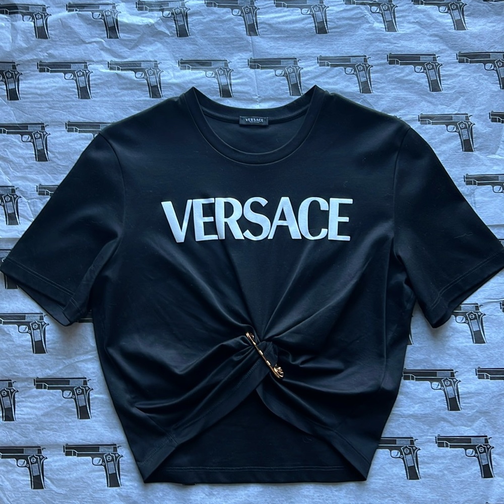 Versace Black Short Sleeve Logo Tee